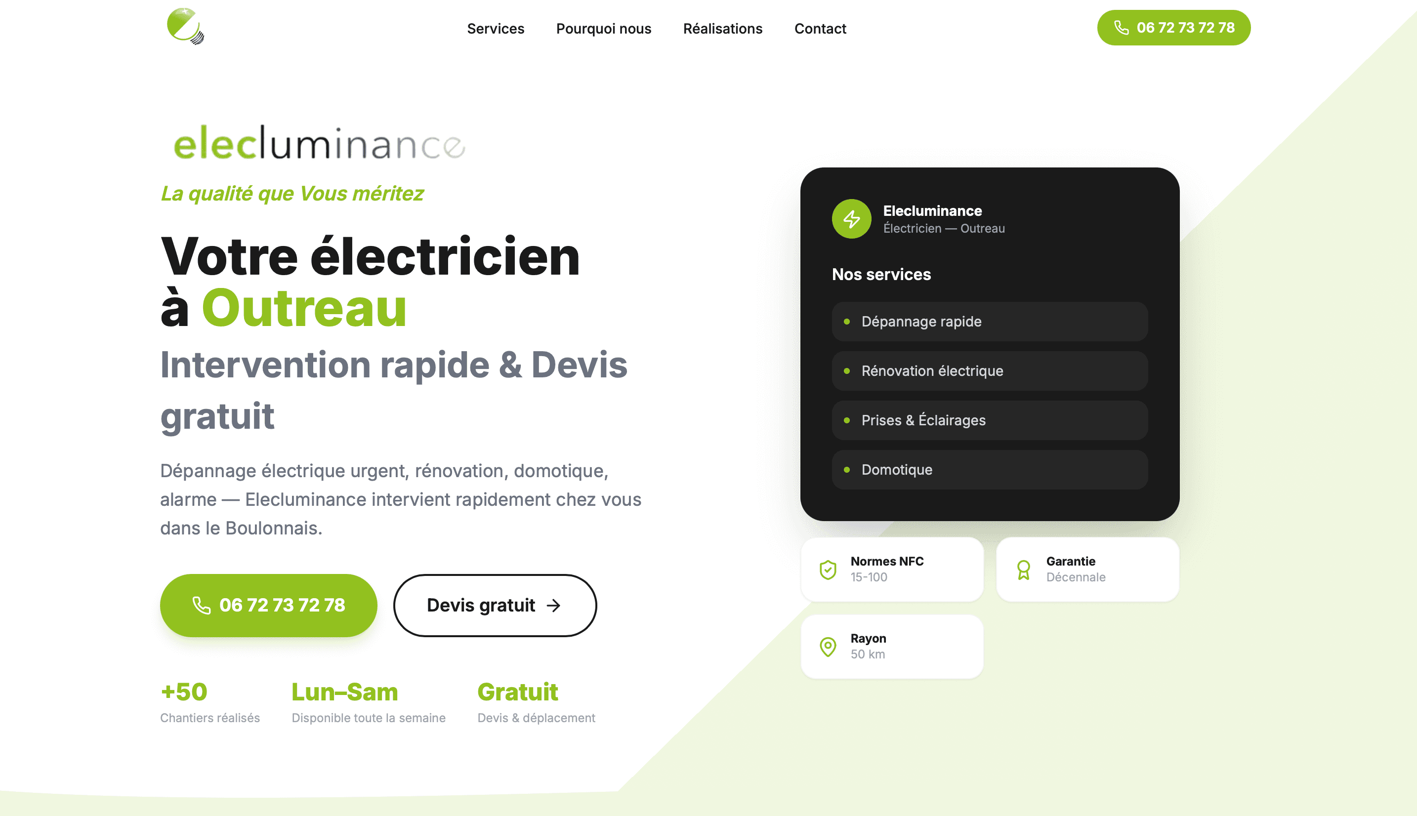 Aperçu du site Elecluminance